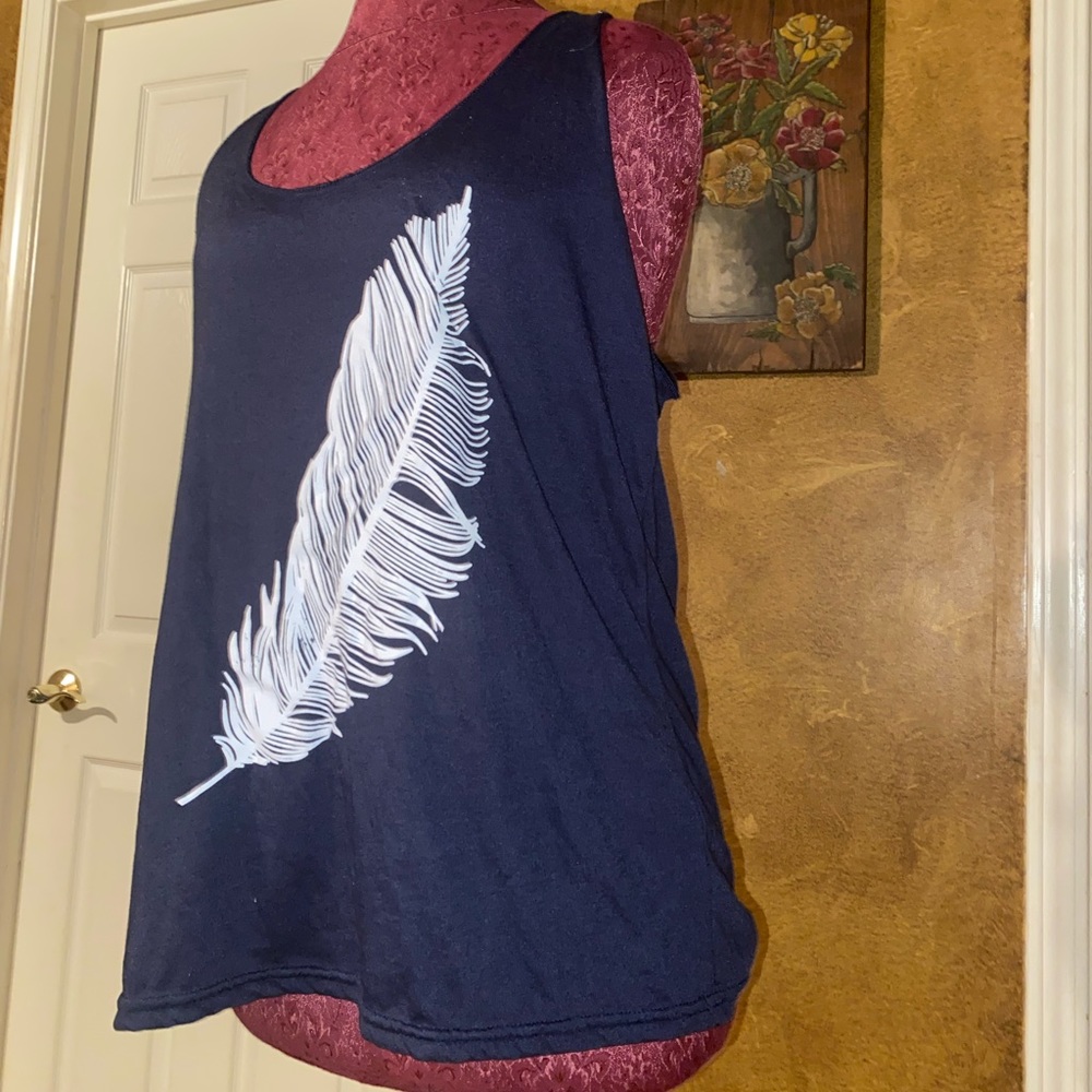 Extra Large Navy Tank with Feather
